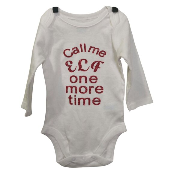The Children's Place Other - New White Baby Long Sleeve Onsie/Bodysuit  0-3 Months Christmas Elf